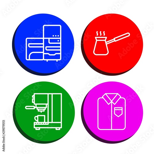 Set of appliance icons such as Refrigerator, Cezve, Coffee maker, Ironed , appliance