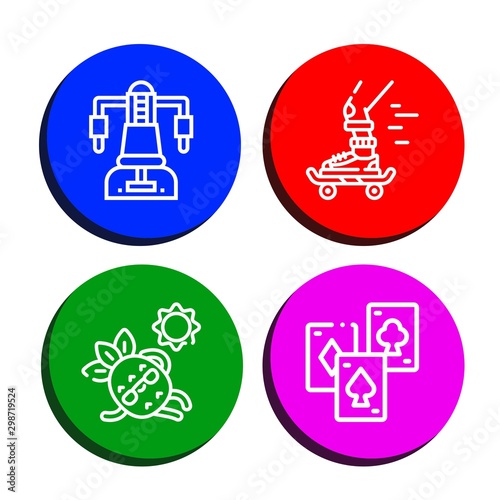 Set of deck icons such as Pec deck, Skateboard, Sunbathing, Playing cards , deck