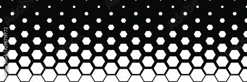 Abstract Seamless Black and White Geometric Pattern with Polygons. Contrasty Optical Psychedelic Illusion. Spotted Hexagonal Texture. 3D Illustration