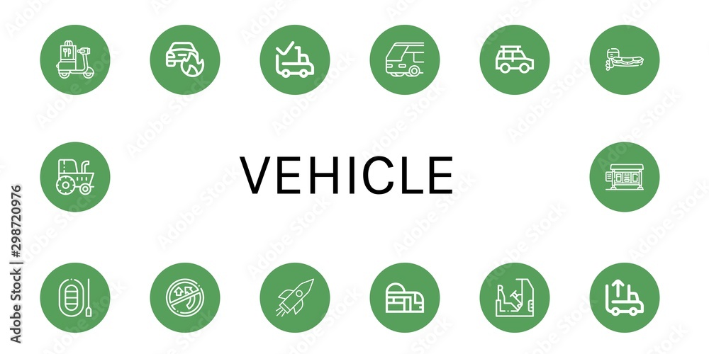 Set of vehicle icons such as Scooter, Car on fire, Delivered, Bus, Off road, Motorboat, Boat, No overtaking, Rocket, Subway, Racing, Unloading, Tractor, Bus stop , vehicle Set of vehicle icons such as Scooter, Car on fire, Delivered, Bus, Off road, Motorboat, Boat, No overtaking, Rocket, Subway, Racing, Unloading, Tractor, Bus stop , vehicle