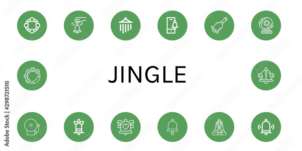 Set of jingle icons such as Tambourine, Bell, Wind chimes, Handbell, School bell, Wedding bells , jingle Set of jingle icons such as Tambourine, Bell, Wind chimes, Handbell, School bell, Wedding bells , jingle