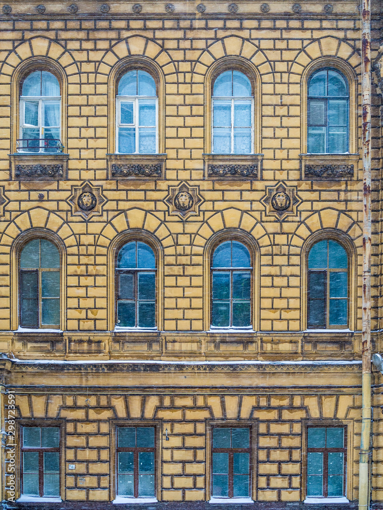 Facade wall of historical building in Europe Facade wall of historical building in Europe