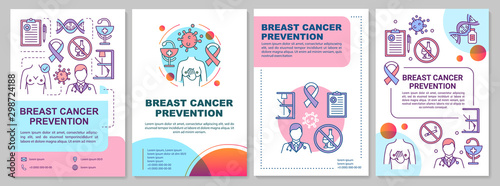 Breast cancer prevention brochure template. Women health. Flyer, booklet, leaflet print, cover design with linear illustrations. Vector page layouts for magazines, annual reports, advertising posters