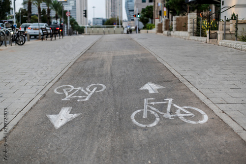 Wallpaper Mural Asphalt cycle path on the main street of the city Torontodigital.ca