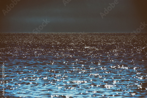 Dreamy night sea and sky horizon scene