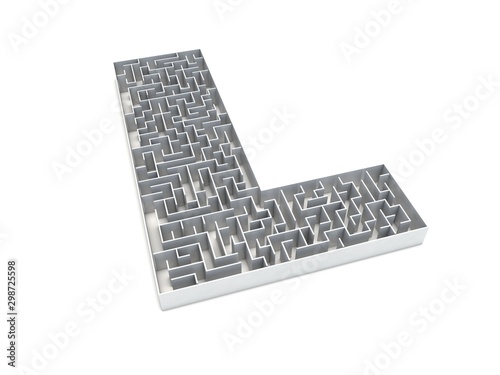 3D illustration of L shaped maze