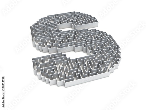 3D illustration of S shaped maze