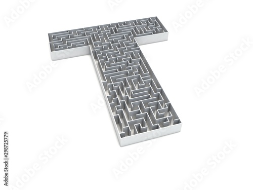 3D illustration of T shaped maze