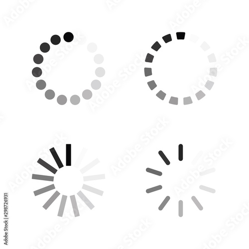 Super set different load icon. Circle website buffer loader or preloader. Download or upload status icon