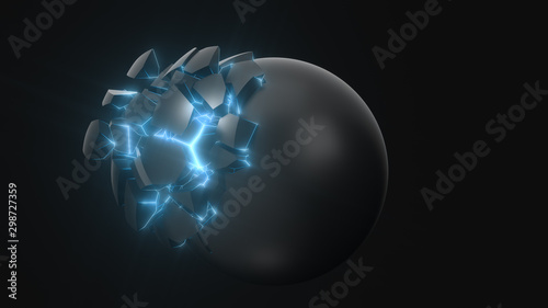 Wallpaper Mural strangely cracking sphere. technological and mystical look with glowing blue inside details. 3d illustration Torontodigital.ca