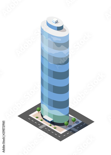 Isometric urban megalopolis top view of the city infrastructure town, street, houses, architecture 3d elements different buildings
