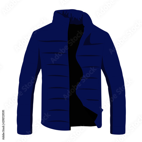 Jacket winter blue realistic vector illustration isolated