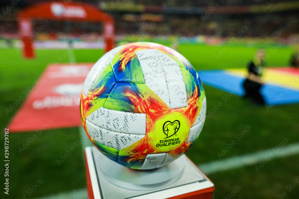Details with the Adidas Conext 19 European qualifiers official soccer match  ball Stock Photo | Adobe Stock