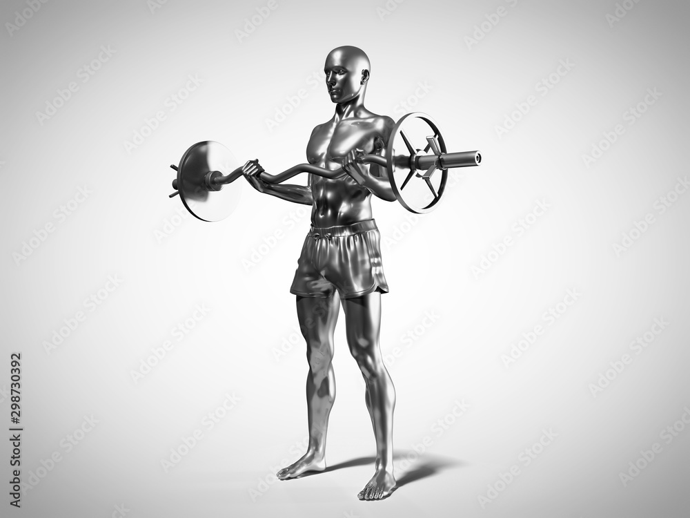 3d rendered medically accurate illustration of a metallic man lifting a barbell 3d rendered medically accurate illustration of a metallic man lifting a barbell
