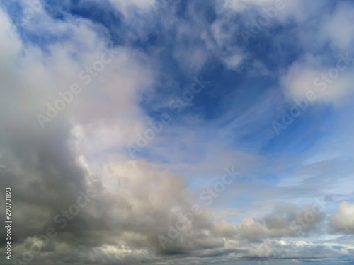 Blue cloudy sky, abstract nature background