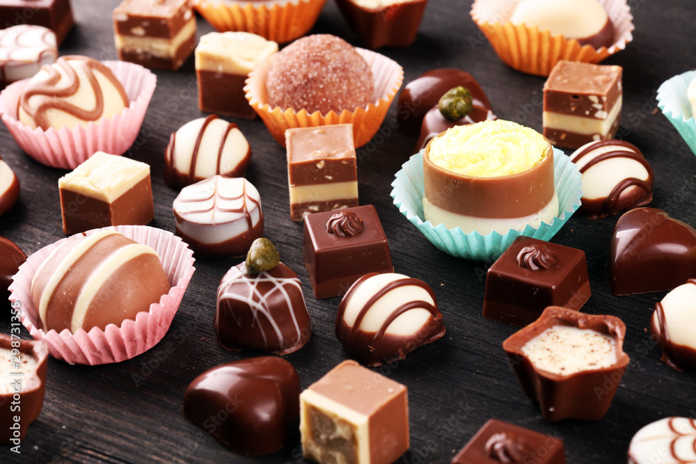 a lot of variety chocolate pralines, belgian confectionery gourmet chocolate. a lot of variety chocolate pralines, belgian confectionery gourmet chocolate.