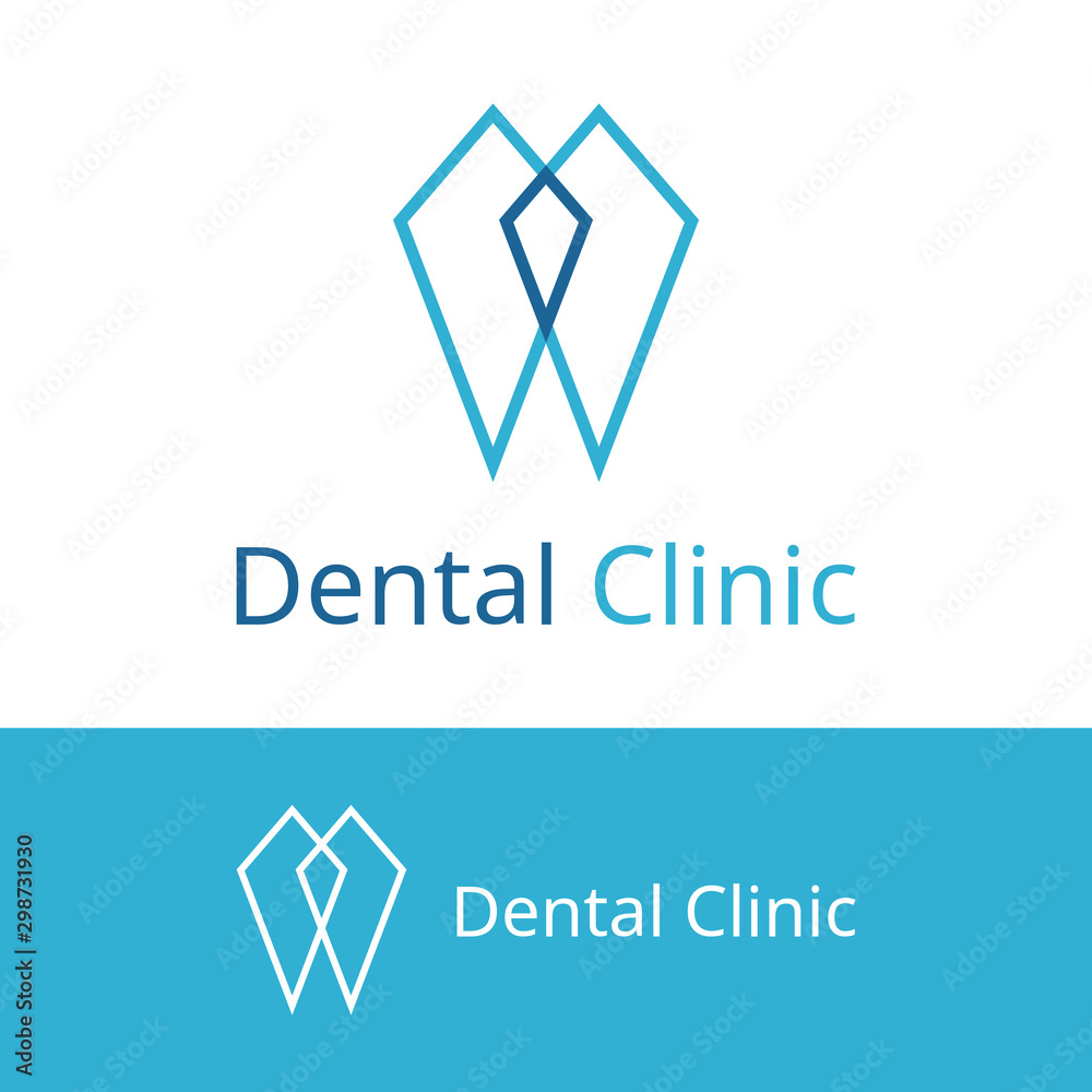Naklejka premium Dental Vector Logo Design. Dentist Logo Template. Geometric Dentistry icon. Tooth symbol