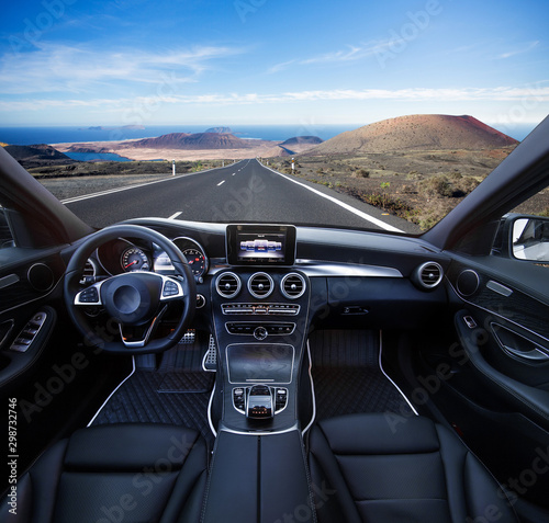 Travel in car. Element of design. car in the mountain road