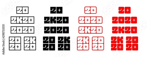 2020 Numbers Set. Happy New Year 2020 stickers design with modern typography. Vector illustration photo