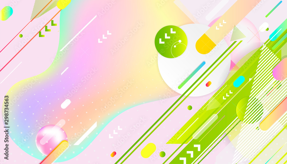 Liquid color background banner ecology futuristic light minimal geometric green and yellow lines and points