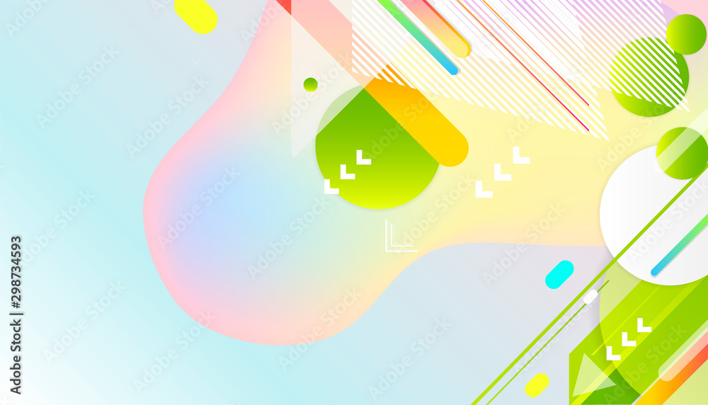 Fototapeta premium Liquid color background banner ecology futuristic light minimal geometric green and yellow lines and points