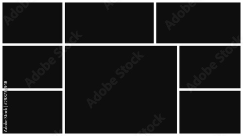Photo frames collage. Template for wall gallery. Vector illustration. EPS 10.