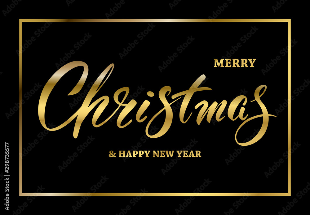Merry Christmas. Vector text Calligraphic Lettering design card template with snowflakes. Creative typography for Holiday Greeting Gift Poster. Calligraphy Font style Banner.
