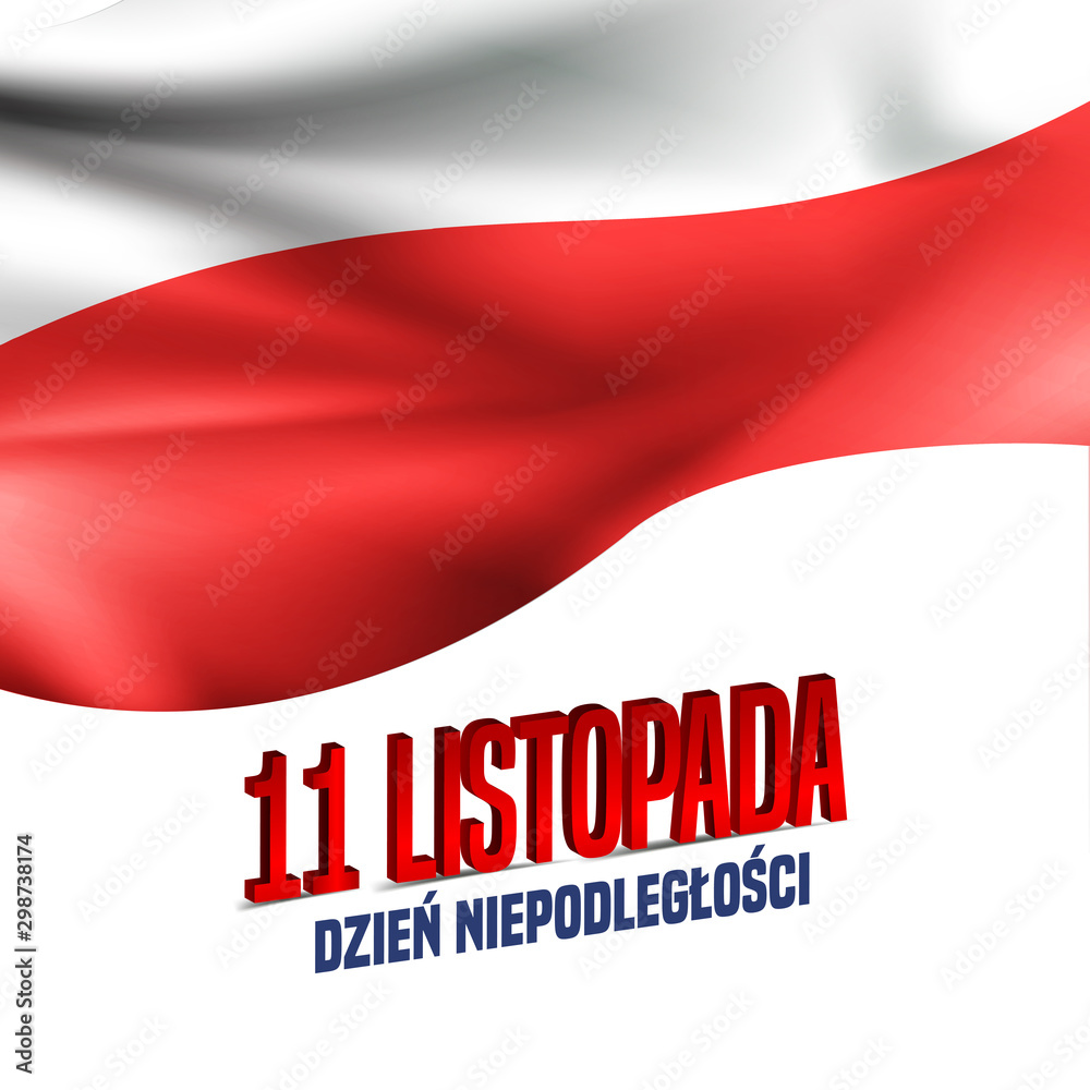 Fototapeta premium Vector Illustration on the theme Independence Day of Poland. Translate Text in Polish: Independence Day. November 11th