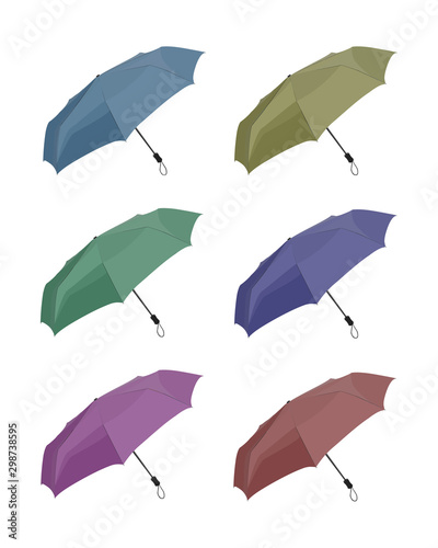 umbrella different color realistic vector illustration isolated