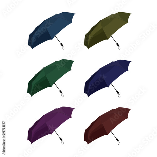 umbrella different color realistic vector illustration isolated