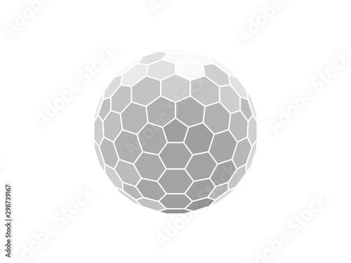 vector illustration of a honeycomb hexagon sphere isolated on white