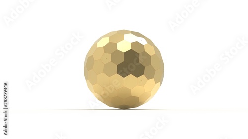 3d rendering of a honeycomb hexagon sphere isolated on white