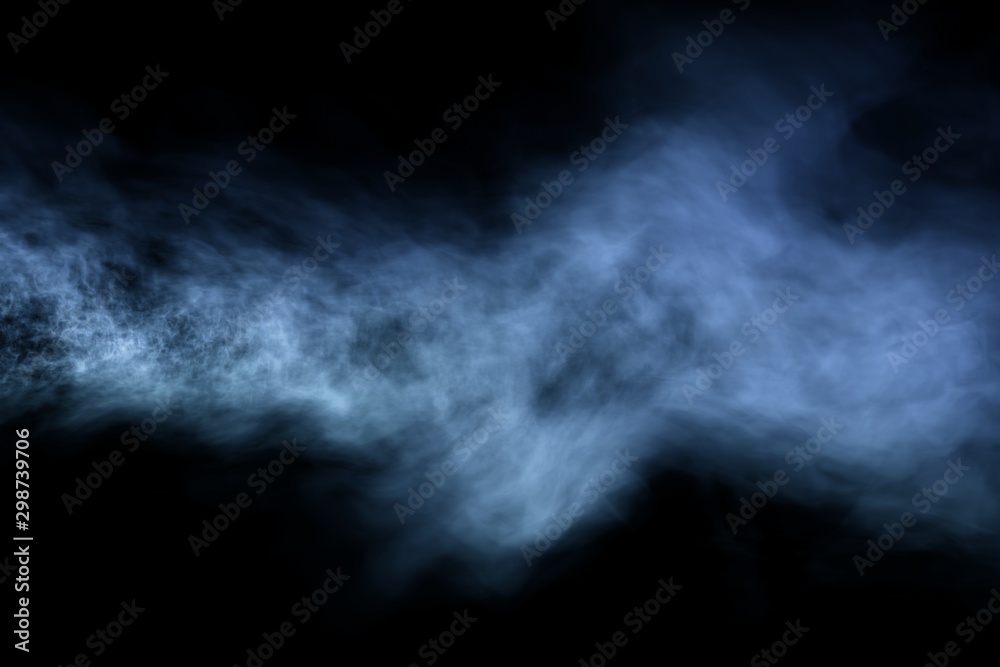 Cute dense gothic flat smoke line isolated on black - 3D illustration of smoke