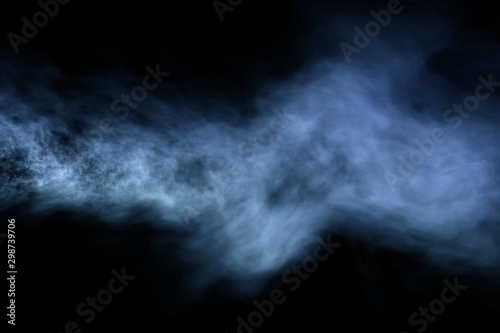 Cute dense gothic flat smoke line isolated on black - 3D illustration of smoke