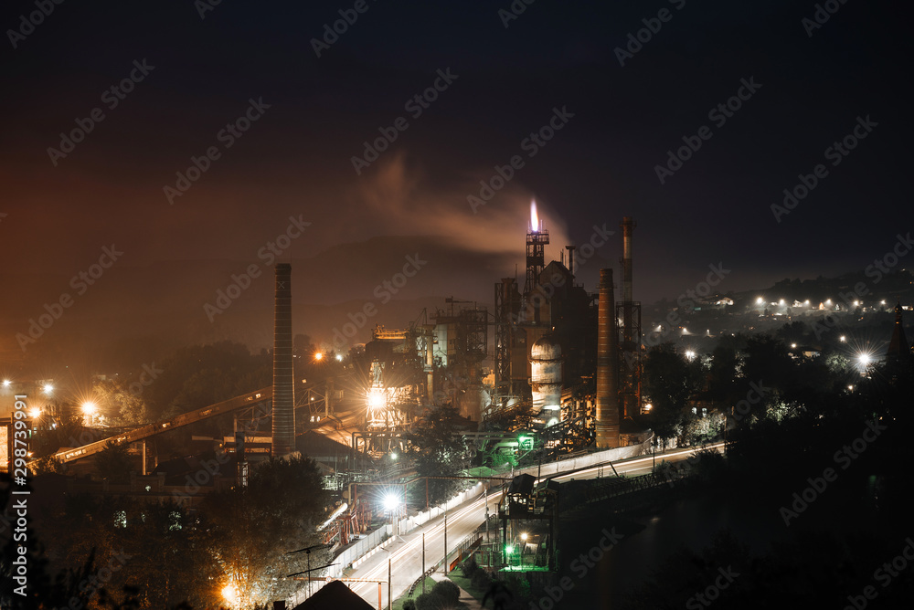 Giant industrial plant. Night view