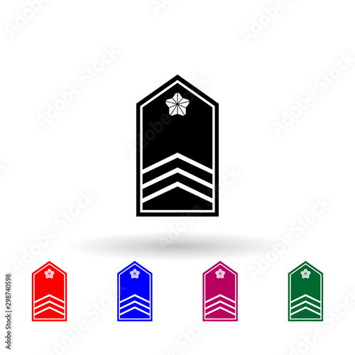 Japan master sergeant military ranks and insignia multi color icon. Simple glyph, flat vector of military ranks and insignia of japan icons for ui and ux, website or mobile