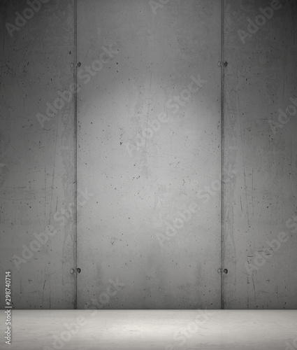 Modern Exposed Concrete Wall Background with Spot Light Floor