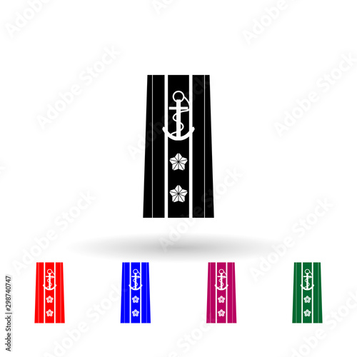 Japan rear admiral military ranks and insignia multi color icon. Simple glyph, flat vector of military ranks and insignia of japan icons for ui and ux, website or mobile