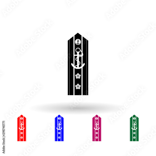 Japan rear admiral military ranks and insignia multi color icon. Simple glyph, flat vector of military ranks and insignia of japan icons for ui and ux, website or mobile