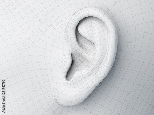 Fotobehang 3d rendered medically accurate illustration of a wireframe ear