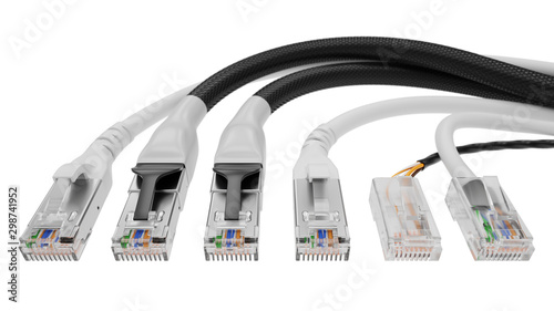 Different LAN Cable Types and Categories 3d Illustration