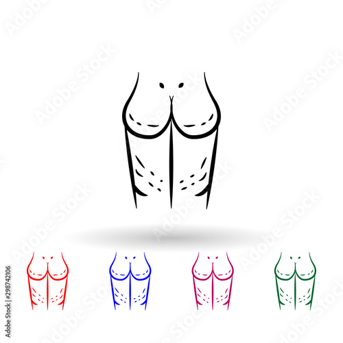 Surgical marks on the body multi color icon. Simple outline, thin line vector of antiaging icons for ui and ux, website or mobile application