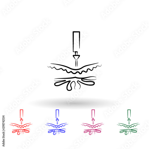 Skin botox multi color icon. Simple outline, thin line vector of antiaging icons for ui and ux, website or mobile application