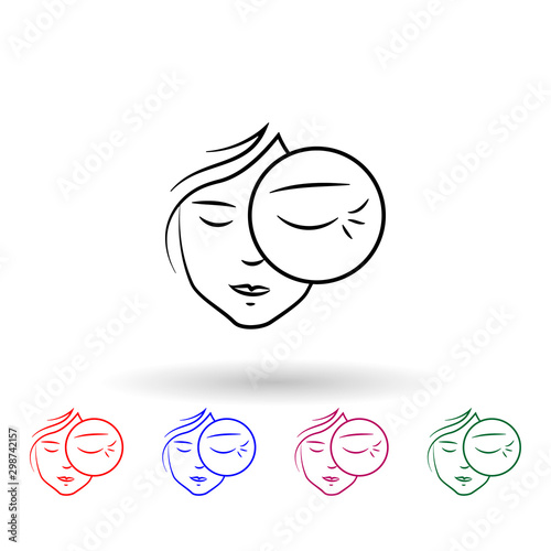 Wrinkles on the eyes multi color icon. Simple outline, thin line vector of antiaging icons for ui and ux, website or mobile application