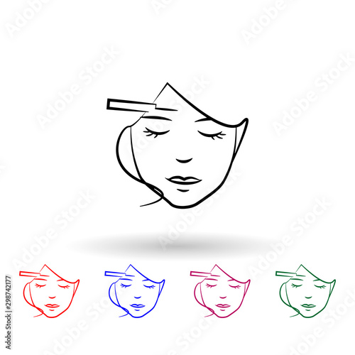 Wrinkles on the forehead multi color icon. Simple outline, thin line vector of antiaging icons for ui and ux, website or mobile application