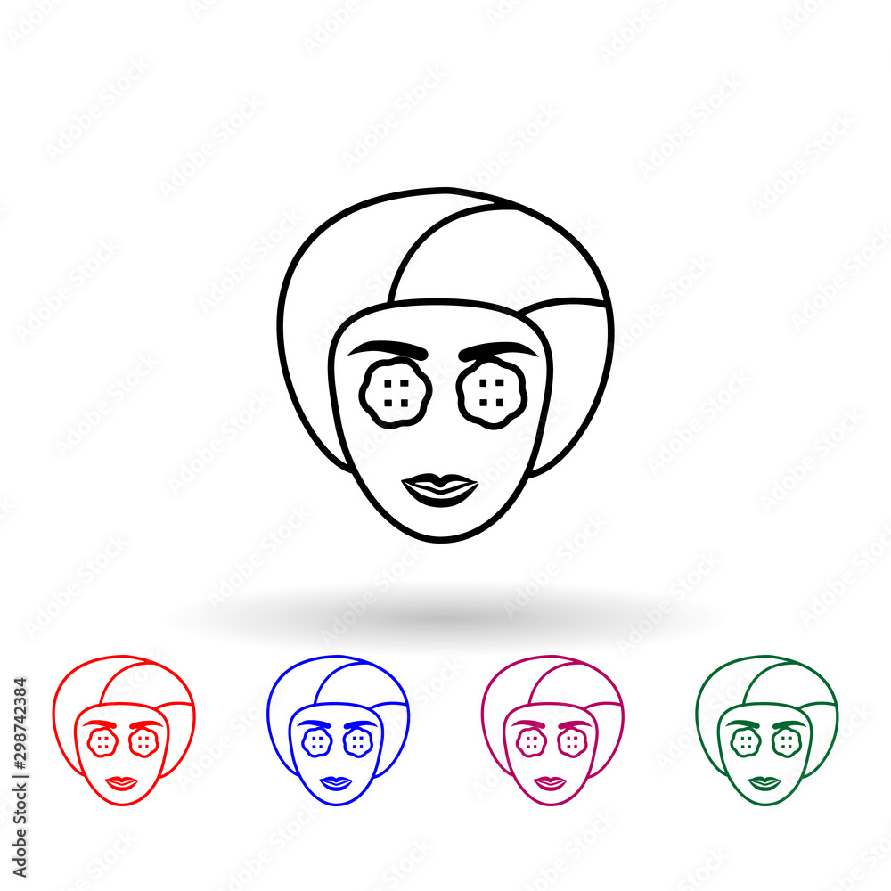 Cosmetic face mask multi color icon. Simple outline, thin line vector of antiaging icons for ui and ux, website or mobile application Cosmetic face mask multi color icon. Simple outline, thin line vector of antiaging icons for ui and ux, website or mobile application