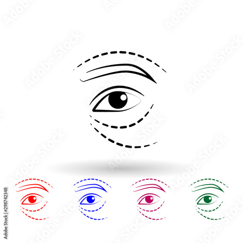 Eye lift multi color icon. Simple outline, thin line vector of antiaging icons for ui and ux, website or mobile application