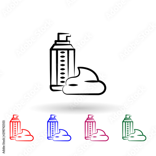 Shaving foam multi color icon. Simple outline, thin line vector of antiaging icons for ui and ux, website or mobile application