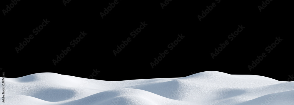 Naklejka Isolated snow hills landscape. Winter snowdrift panoramic background.