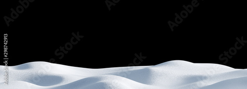 Isolated snow hills landscape. Winter snowdrift panoramic background.